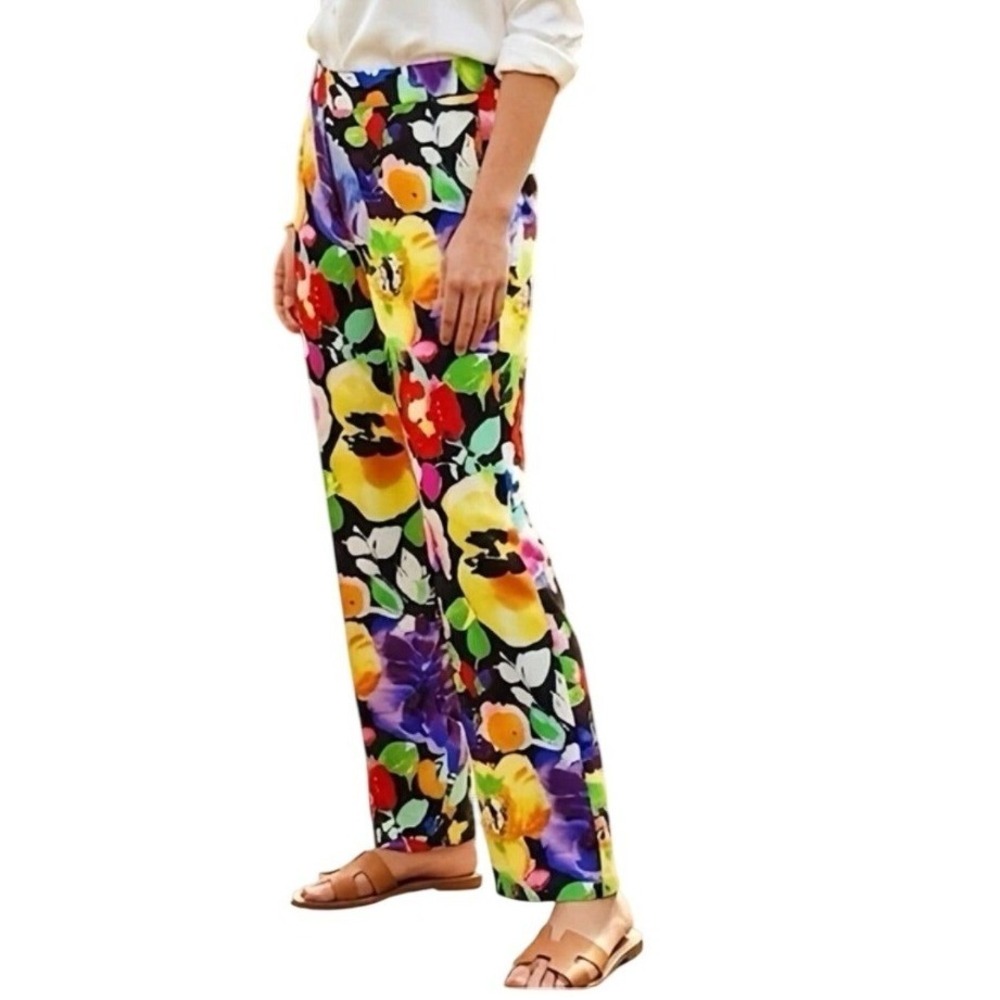 Lauren Ralph Lauren Floral Pants Women 14W Colorful Straight Leg Trousers $120